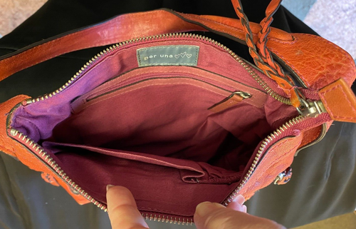 Per Una M&S Red Leather Handbag Front & Inner Pockets Plaited Detail - Great! - Picture 9 of 9