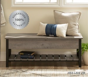 storage bench with baskets and cushion