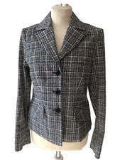 ** Riani ** Navy Patterned Cotton Blazer ** Uk 10 ** New / Rrp £339.00 **