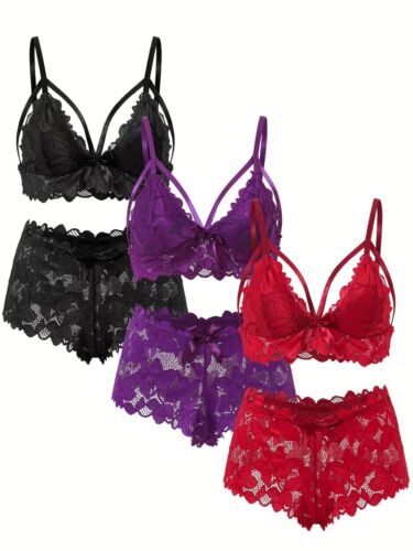 Plus Size Sexy Lace Lingerie Set Bra & Panty with Bow(214)