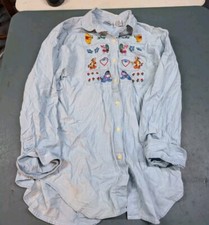 Vintage 90s Disney Store Embroidered Denim Shirt Winnie the Pooh Tigger Size L