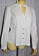 Camicetta ST. JOHN 4 volant smoking davanti maniche regolabili bottoni bianchi Wms 10 EXC