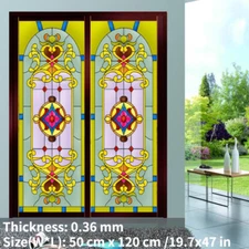Retro Stained Window Privacy Film Opaque Glass Static Cling Sticker Covering Art