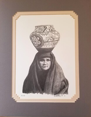 Fine Art, Original Drawing by Ron Whitacre, Matted/pencil on paper/ Zuni