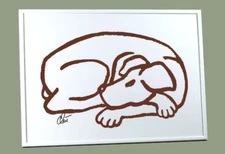 JACQUELINE DITT - Dog Red A3 Signed Ltd. Original Print Graphic Framed Dog