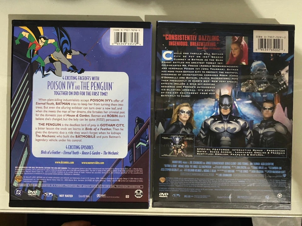 2 DVD's Batman and Robin Poison IV & Penguin Cartoon+ 1997 Batman & Robin NEW Foto 2 de 2