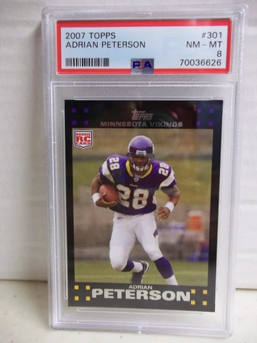 2007 Topps Adrian Peterson RC PSA NM-MT 8 Card #301 NFL Minnesota Vikings