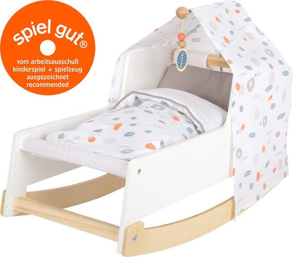 Puppenwiege Little Button Puppenbett Bett Puppe Bettzeug Decke Kissen-image
