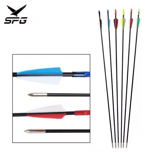 Archery 6mm 31 Inch Fiberglass Arrow Shafts Recurve Bow Outdoor Sports Beginner - Picture 29 of 34