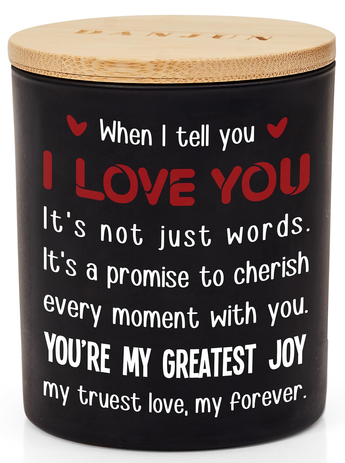 I Love You - Romantic Vanilla & Lavender Scented Soy Candle - 10oz - Wooden B...