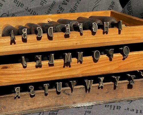 26x brass alphabet stamps finishing tools gilding bookbinder embossing antique~*