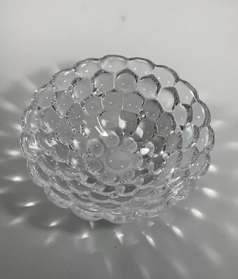 Vintage Orrefors Sweden 1994 Anne Nilsson Crystal Raspberry Bowl 7.5 in.
