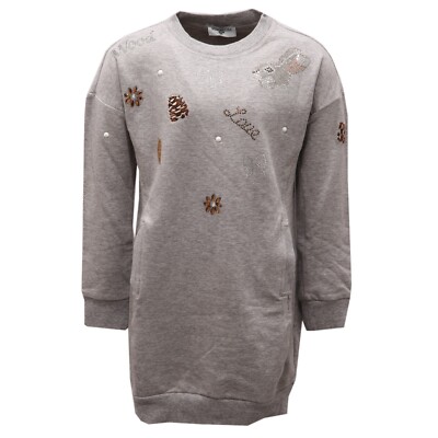 9059AD abito bimba girl MONNALISA grey cotton fleece dress kids