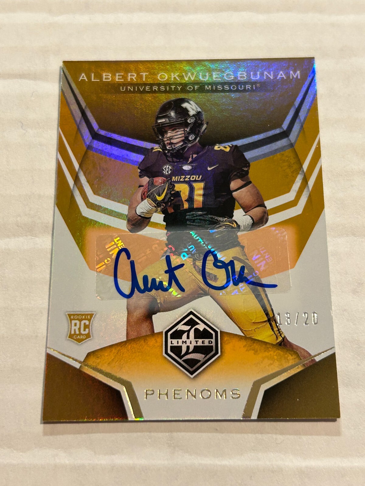 Albert Okwuegbunam Panini Chronicles Draft Picks Limited Phenoms #12 Signature-Mirror Gold