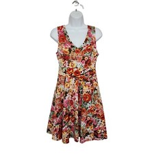 Gal Boss @ Forever 21 Floral A-Line Dress Size Large V-Neck V-Back Sleeveless.