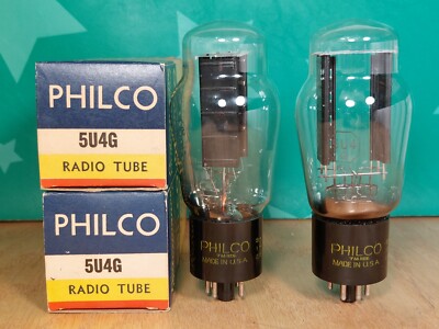 Pair of Sylvania (Philco label) 5U4G NOS NIB 1951 Vacuum Tubes