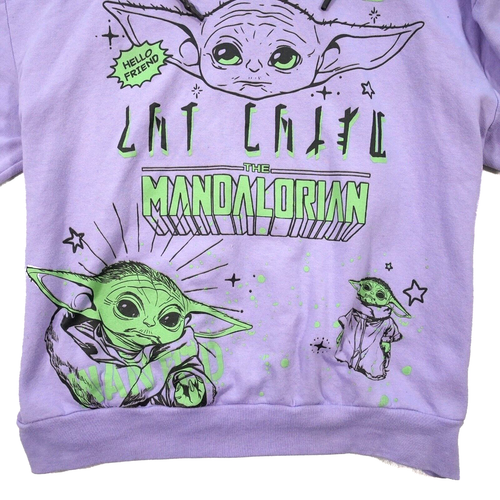 Star Wars Kids Hoodie Fleece Jacket Mandalorian Baby Yoda Purple Large 11-13 - Picture 5 of 20