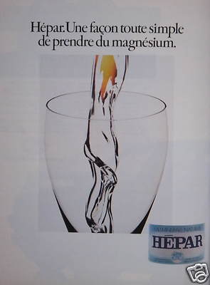 WERBUNG 1985 WASSER HEPAR EINFACHE MÖGLICHKEIT, MAGNESIUM EINZUNEHMEN - ADVERTISING