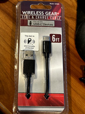 Wireless Gear 6 ft Sync  Charge cable for USB-C Devices, Black