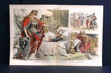 Emperor William I In Memoriam 1888 DEATHBED GERMANIA GERMANY Antique Puck Print