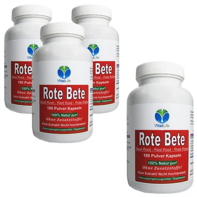 VITALLIFE Rote Beete Bete 720 Kapseln Wurzel-Pulver NATUR pur OHNE Zusatzstoffe. 26316-720