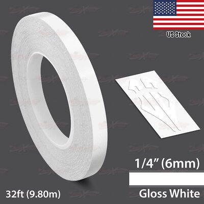 1/4'' Roll Vinyl Pinstriping Pin Stripe Line Tape Decal Sticker 6mm GLOSS WHITE
