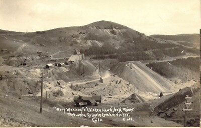 Real photo post card Cripple Creek Co. Mckinney chicken hawk gold mine    pc1B
