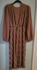 NWT Gorgeous Ethereal By Paper Crane Womens Midi Boho Dress Brown Size Large