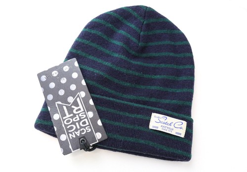 SCOTCH & SODA Ams Couture Men Hat OS Blue Striped Wool Cotton Beanie 2 Pack - Picture 2 of 11