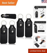 4pcs Leather USB Flash Drive Cases - Stylish Portable Protection in Black