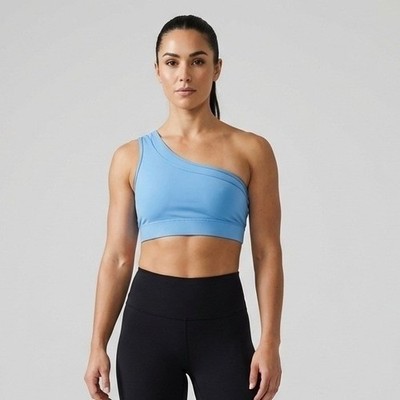 NEW Fourlaps Women's Solo Bra One-Shoulder Cornflower Blue Size L Activewear