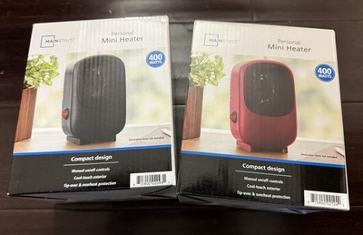 2x Mainstays Personal Mini Electric Space Ceramic Heater 400W (BLACK & RED) NEW
