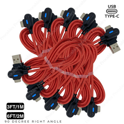 Right AngleType C Charger Cable Braided USB C For iPhone 15 16 17 Samsung Lot