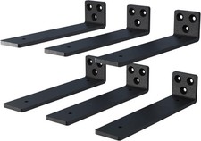 6-Pack 10 Inch Heavy Duty Floating Shelf Brackets, Black Steel
