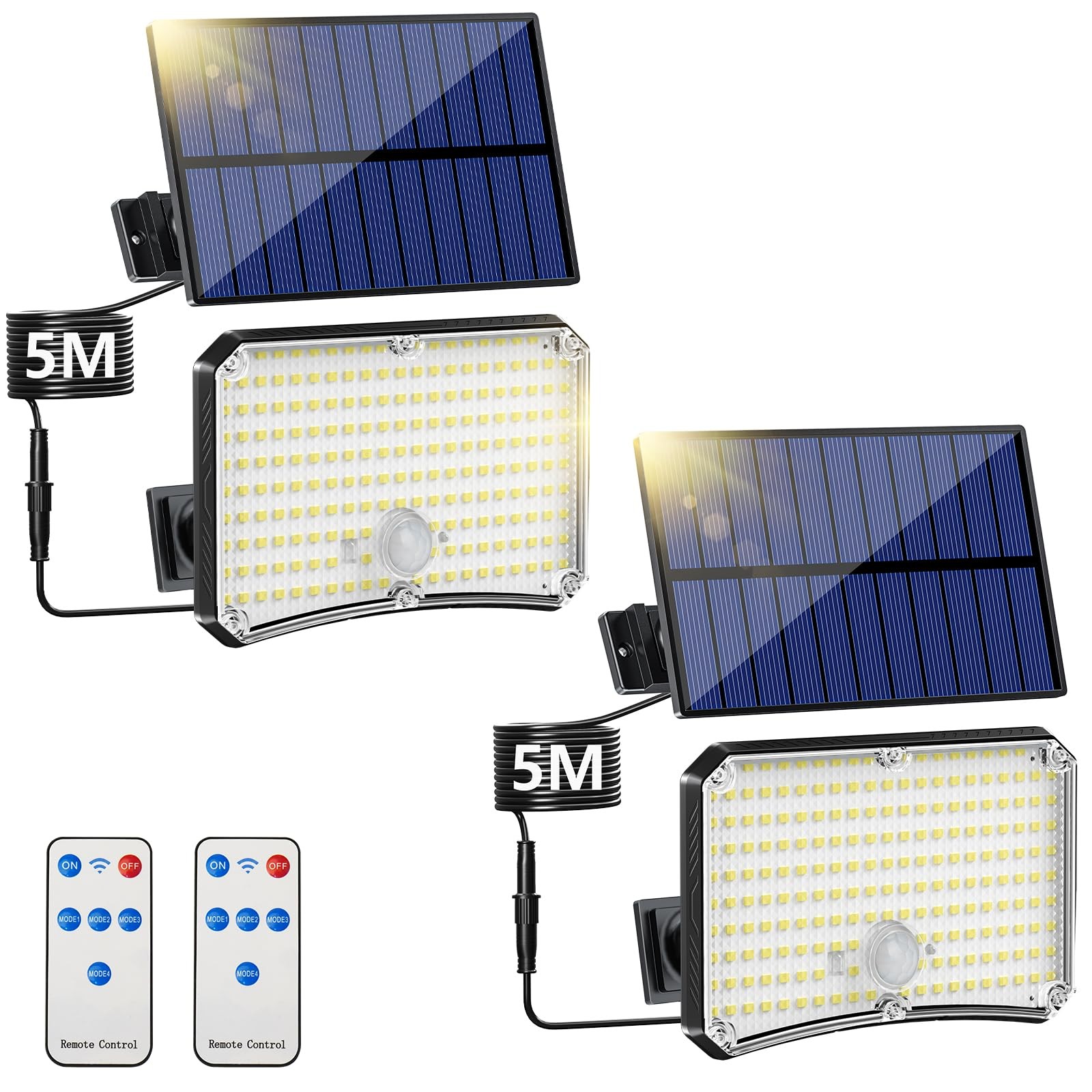 Kit 2 Faretti Solari LED Esterno con Sensore PIR e Protezione IP65