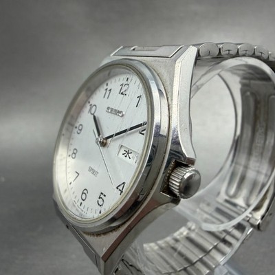 Seiko Spirit Watch Men 35mm Silver Dial Silver Tone Daydate 7N43