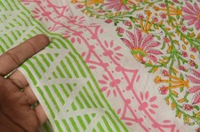 NO TARRIF CHARGES 100 ZK 164 Hand Block Floral Print 100 Cotton 2.5 Yard Fabric