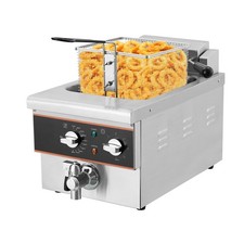 6L Dual Tank Electric Deep Fryer 120V Stainless Steel Countertop Fryers 1800W