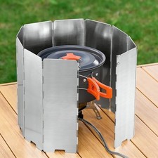 8 Plate Camping Stove Windscreen Aluminum Wind Shield BBQ Cooking Screen