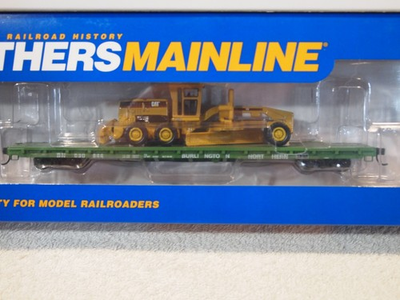 #ad #ad BURLINGTON NORTHERN 60ft. P S FLAT CAR WITH ATTACHED quot;CATquot; 163H ROAD GRADER $60.00