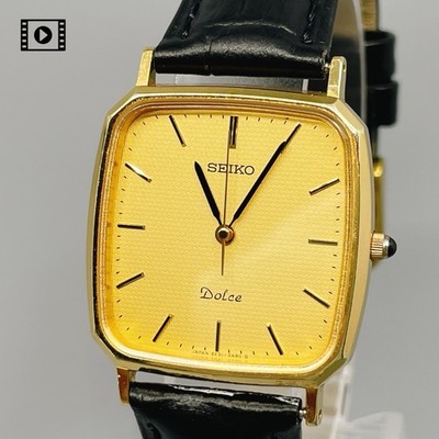 【N Mint】Vintage 1992 Seiko Dolce 5E31-5A80 SGP Gold Tank  Qz Mens Watch US Stock