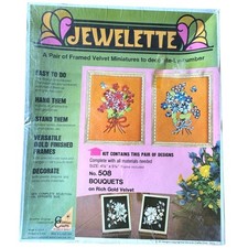 Vintage Jewelette No. 508 Bouquets Framed Gold Velvet Miniatures Craft Kit