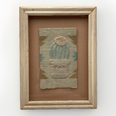 FIGI Graphics Hand Cast Paper Southwest Art Cactus 3D Signed Framed 8x6  Vintage