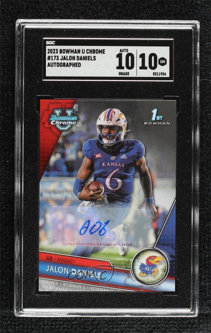 2023 Bowman U Chrome Prospect Jalon Daniels #173 SGC 10 GEM Auto 15ik