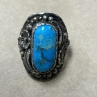 Vintage Sterling Silver Turquoise Native American Ring Size: 11