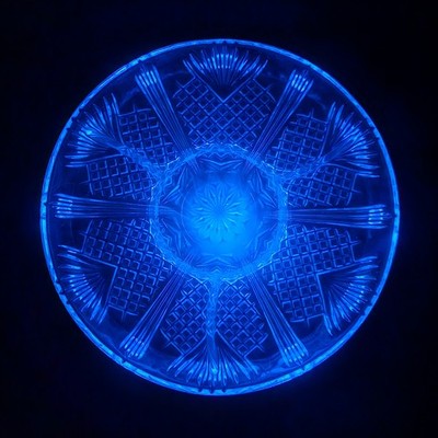 Covetro Selecta 30cm 3 Section Antipasto Platter Glass Crystal UV Reactive Blue