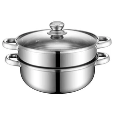 Steamer Pot for Cooking 11 inch Steamer Pot 2-tier Multipurpose 18/10 Stainle...