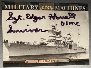 Edgar Harrell signed sports card Marine WWII USS Indianapolis Survivor