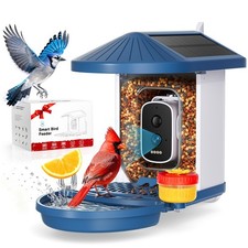 Smart Bird Feeder with Camera Solar Powered,4K HD AI Identify Bird Species, R...