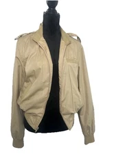 Vintage BARRY DOLAN Bomber Jacket Beige Tan Light Khaki Medium Excellent Cond